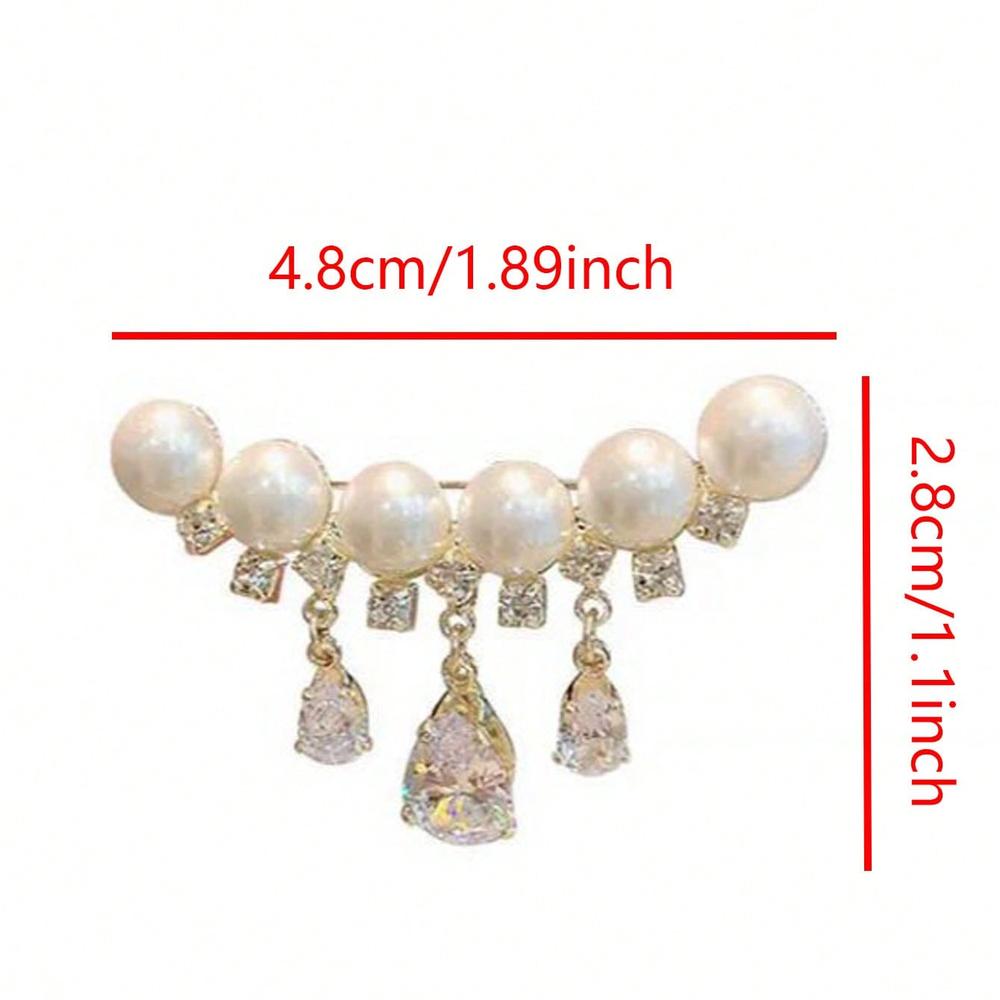 1 piece of high-end elegant faux pearl Bohemian style tassel brooch, delicate accessory for sweaters/suits, anti-revealing brooch for securing clothing, decorative brooch for women's dresses, clothing and bag accessory, backpack and school office decorati