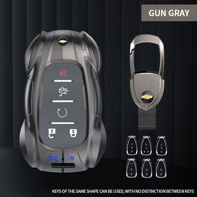 Suitable for Chevrolet Equinox, Malibu, Cruze, Blazer, Trax, Camaro, Traverse 2/3/4/5 button metal car key protective case cover, key sleeve, keychain, remote control protective cover, keychain accessory, cool sports car design