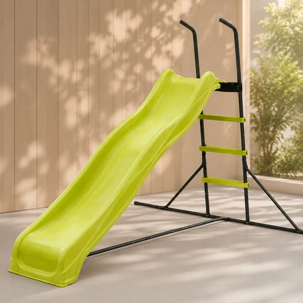 ARCH XSL003G Non-Inflatable Kids Green Slide, 2.2m Durable Freestanding Outdoor Play Equipment, Backyard Adventure Gear with Comprehensive Protection, Durable Main Structure, Easy Assembly & Green Slide Chute with Black Pipe Assembly
