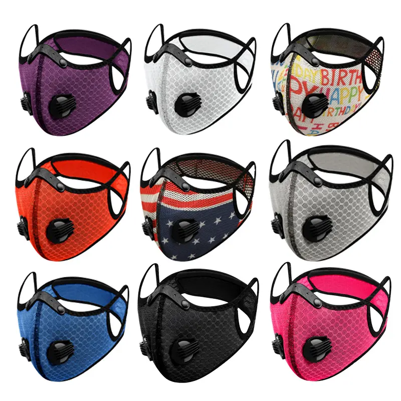 Unisex Average Size 5-Layer Orange Floral Mesh Half-Face Cover - Activated Carbon Biking Mask, Anti-Odour Breathable Windproof Sandproof Dustproof for Cycling, Running, Mesh Face, Five-Layer