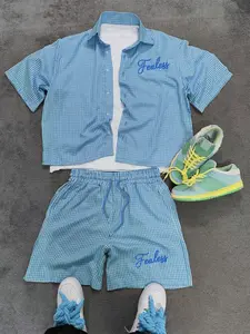 Men's Retro Preppy Plaid Matching Set, Minimal Everyday Fashion, Breathable Comfort Material, No Extra Styling Needed, Suitable for Errands, City Walks & All-Season Casual Looks