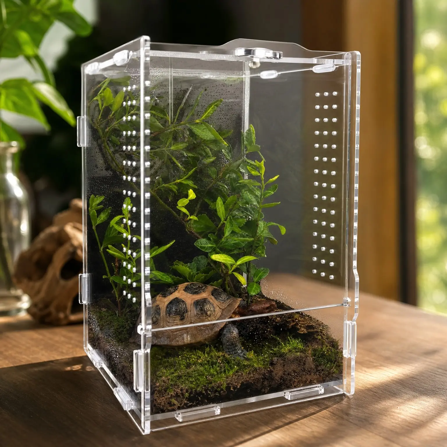 Acrylic Terrarium Habitat for Jumping Spiders, Insects, Praying Mantis, Frogs - Bug EnclosureGift