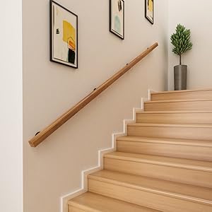 Wooden Handrail, Single Piece Handrails, Complete Kit with Bracket, Safety Anti-Slip Wall Rail for Indoor Elderly Children, for Bars Lofts Kindergarten Guardrail Corridor