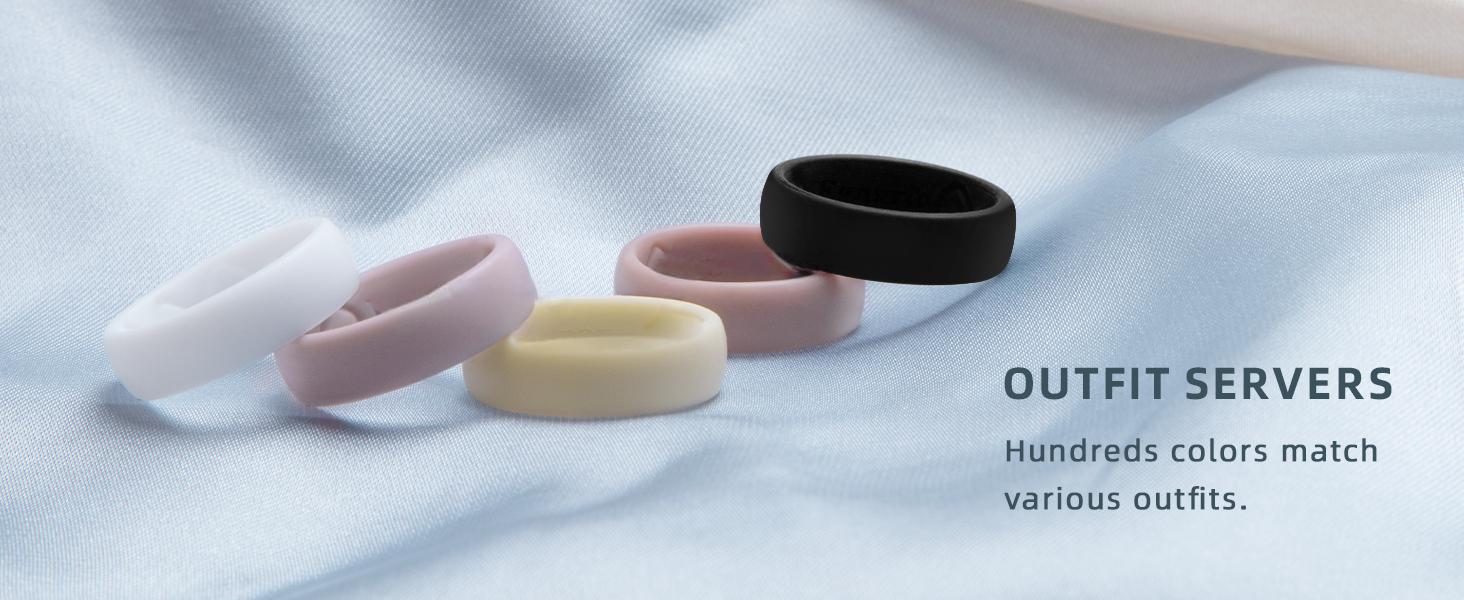 Women's Band Rings, Silicone Inner Arc Ergonomic Breathable Design with half sizes, Rubber Wedding Bands,5.5mm Wide-2mm Thick