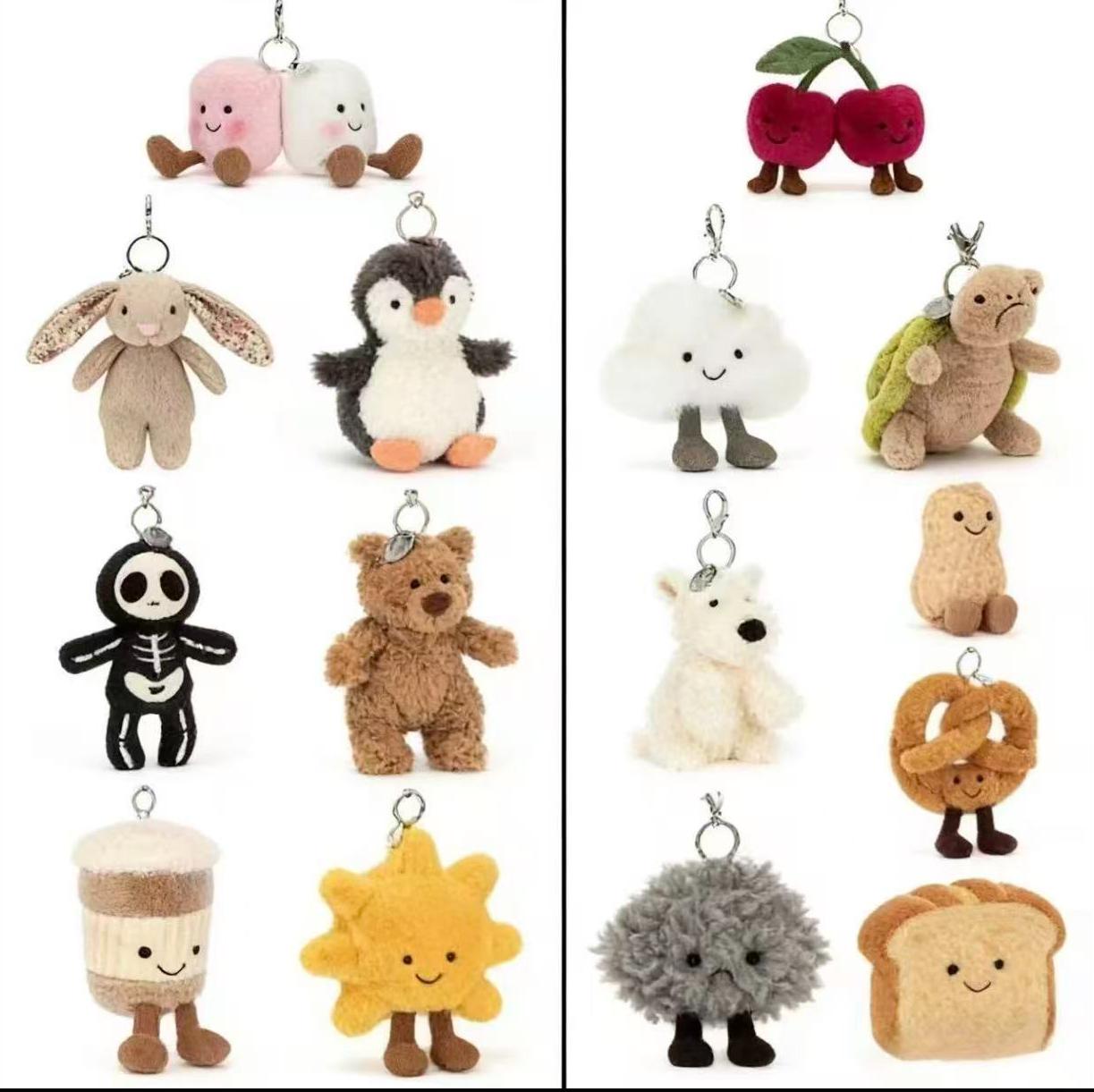 Cute Plush Keychain Set Assorted Animal Designs Lightweight Durable Bag Charm for Keys Backpack Luggage Gift for Her Valentines Day