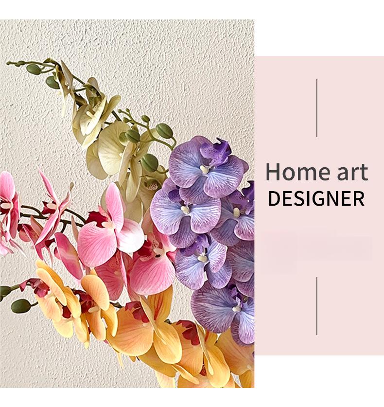 9 artificial Phalaenopsis orchids made of film, 3D printed artificial flowers with a luxurious feel, suitable for decoration in the living room, dining table, entrance, and wedding room