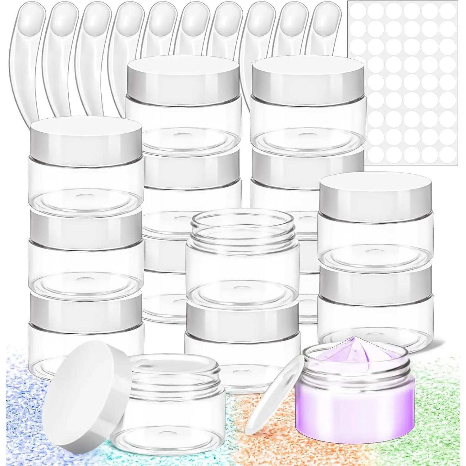 10 Pack 2oz Plastic Jars Containers, 60ml Travel Size Container Jars with , 60g Small Travel  Container Jar for Toiletries Cream Makeup Sample  Lip Salves Balm Lotion,White