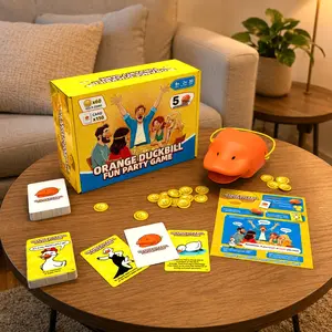 Orange Duckbill You Laugh You Lose Party Game, Family Games for Kids and Adults with 150 Challenge Cards, 5 Duckbills & 60 Gold Coins, Funny Game Night Icebreaker for Friends Family, 4-8 Players, Ages 8+