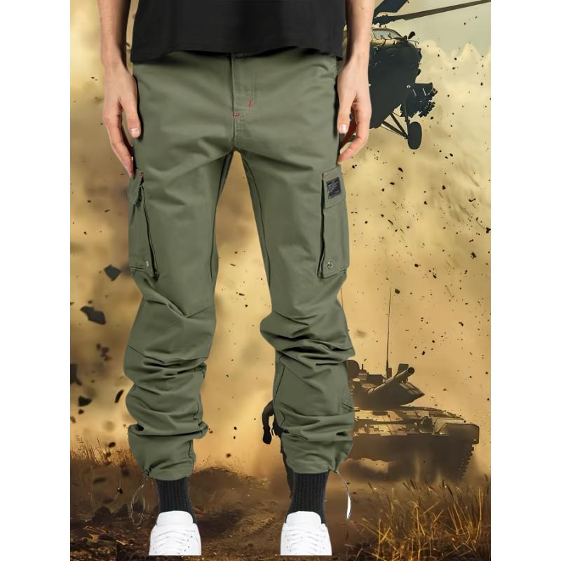Men's Camo Tactical Pants Warm Ripstop Cargo Lightweight Outdoor Hiking with Multiple Pockets Menswear Polyester