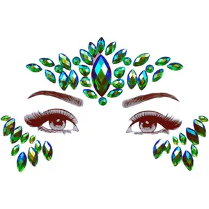 Green Face Jewels Stick Halloween Face Gems Sticker for Makeup Face Rhinestones Self Adhesive Face Glitter Face Jewelry Festival Party DIY Eye Tattoo Stickers Halloween Makeup (Emerald Ab/SR17)