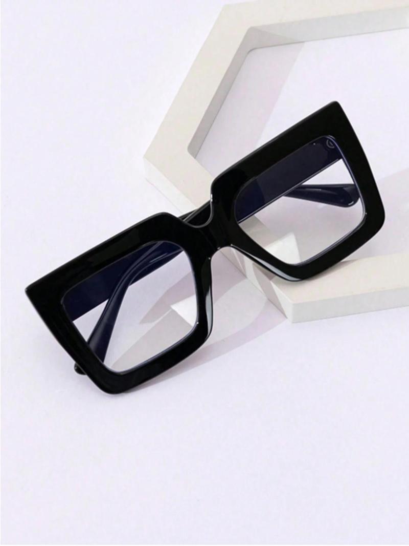 Unisex Cute Large Square Frame Anti Blue-ray Sunglasses, Trendy Casual Tinted Lens Sunglasses for Everyday Use, Fashion Accessories for Outdoor Activities, Square Mirrored Shades