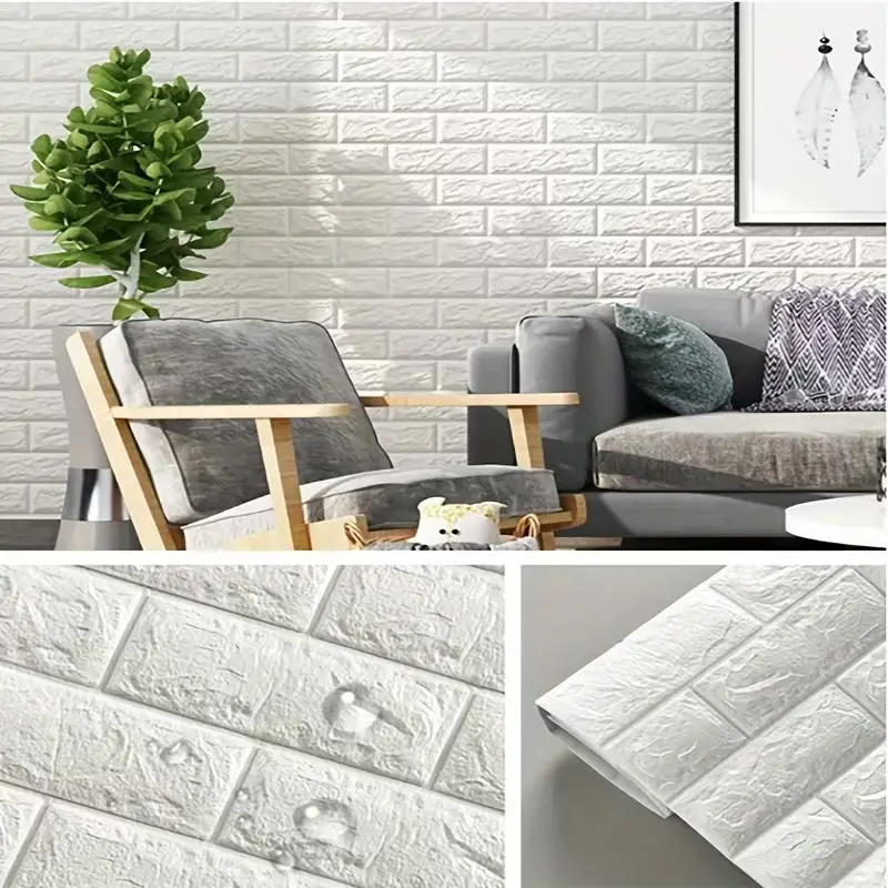 30pcs 3D Brick Pattern Wall Stickers, Peel and Stick Wallpaper, Self-Adhesive Foam, Waterproof, Easy Clean and Cut, Ideal for Living Room, Kitchen, Bedroom, Office Decor