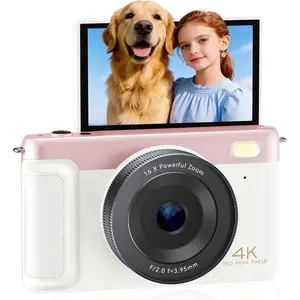 4K Digital Camera for Photography, Compact Point and Shoot Camera 75MP Autofocus Vlogging Camera with WiFi, 3" 180? Flip Screen, 16X Zoom Anti-Shake, 32GB SD for Beginners, Teens