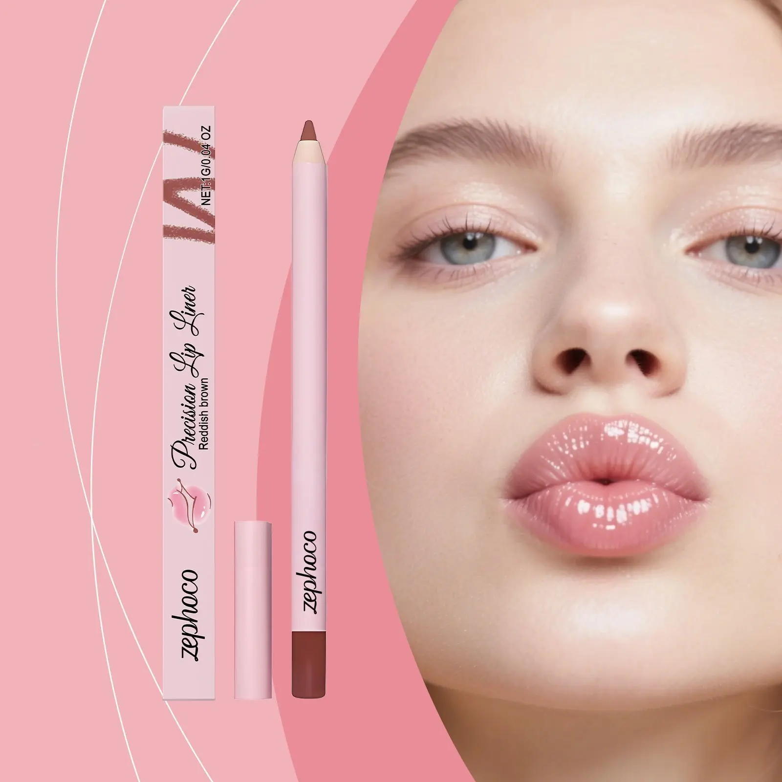 Reddish Brown Colorful Lip Liner, Natural, Waterproof, Smudge-Proof Makeup for Beauty & Personal Care