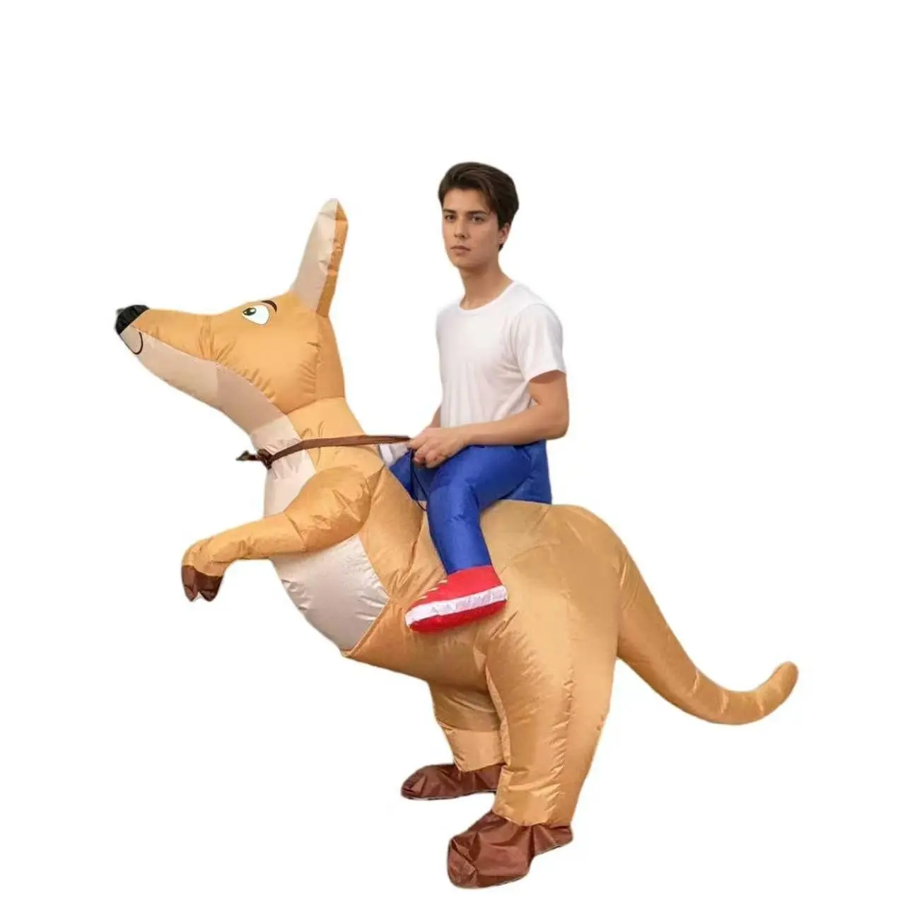 Kangaroo Inflatable Costume for Adults, Outdoor Activity Wear, Halloween Party Dress, Funny Cosplay, USB & Battery Powered Fan Included, Man
