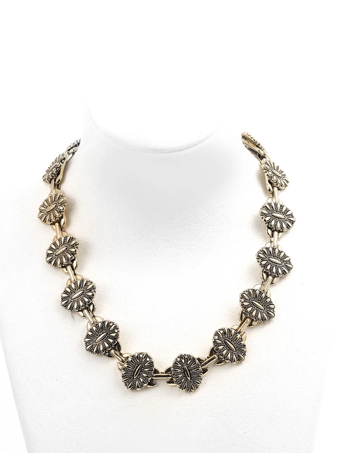 Vintage Embossed Flower Choker Necklace Daily Commute Western Party Statement Antique Gold Jewelry