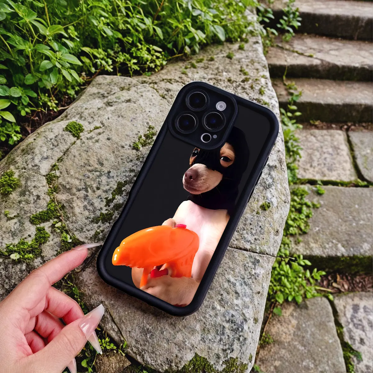 Phone Case - Cute Dog Holding Gun Creative Phone Case, Suitable for iPhone 17 E Air 16 15 14 Pro Max Plus 13 12 Mini 11 X XS XR Smartphone Case