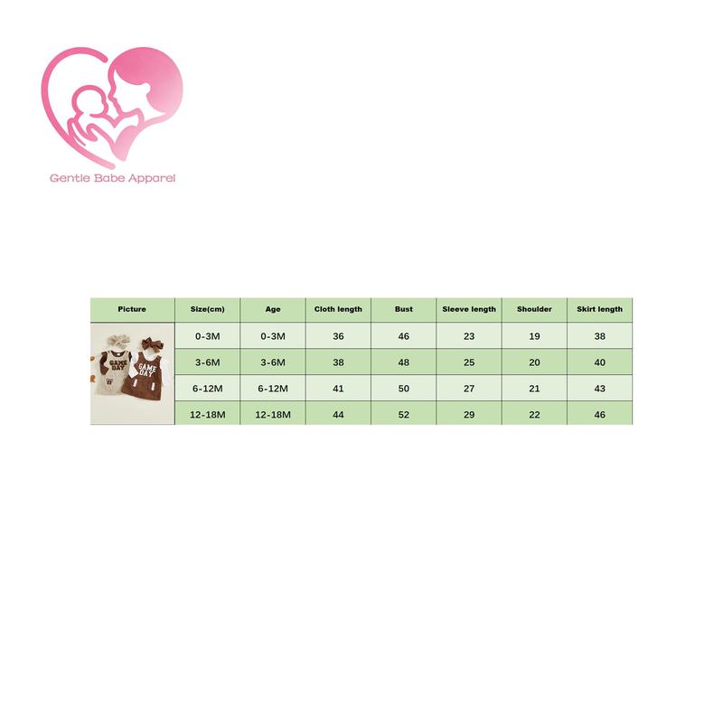 (95% Cotton) GBA Baby Girls Fall Outfit, Long Sleeve Romper with Embroidery Letters Overall Dress and Headband, Casual Baby Girls Set