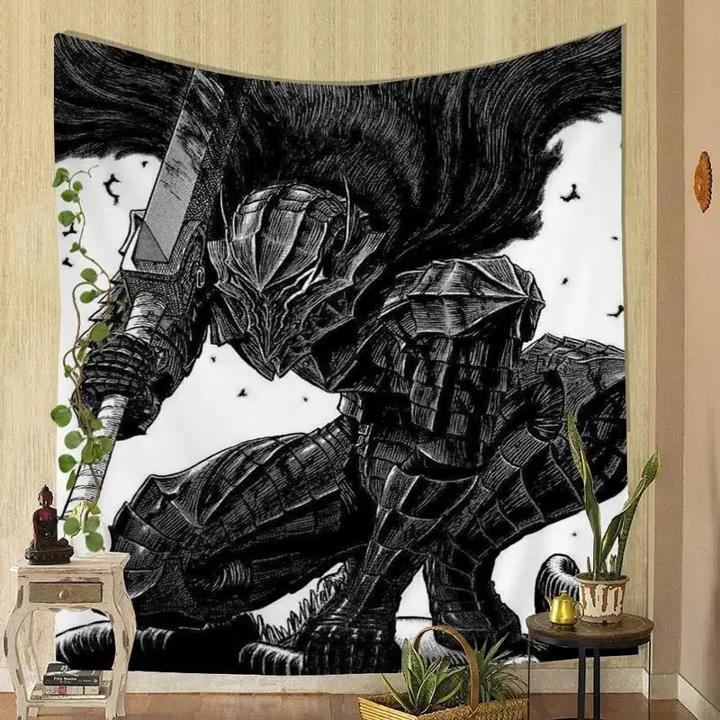 Berserk Japanese Anime Printed Large Durable Decorative Tapestry, Home Supplies for Indoors Room Decorations, Art Decoration Wall Accent
