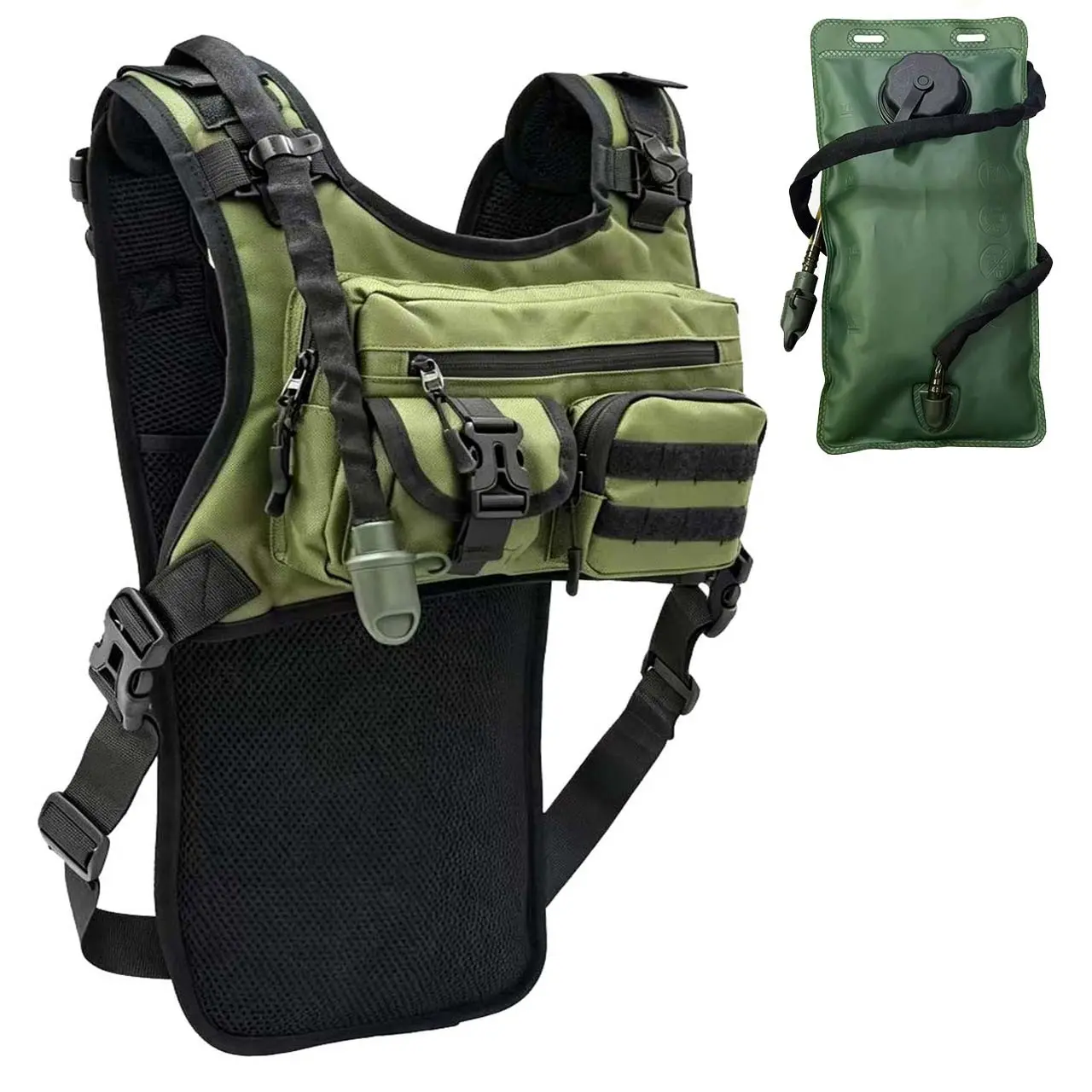 Hydration Running Vest Backpack with 2L Water Bladder, Lightweight & Reflective Chest Pack, Gear Holder, Free Carabiner for Trail Running, Hiking, Running, Cycling, Marathon