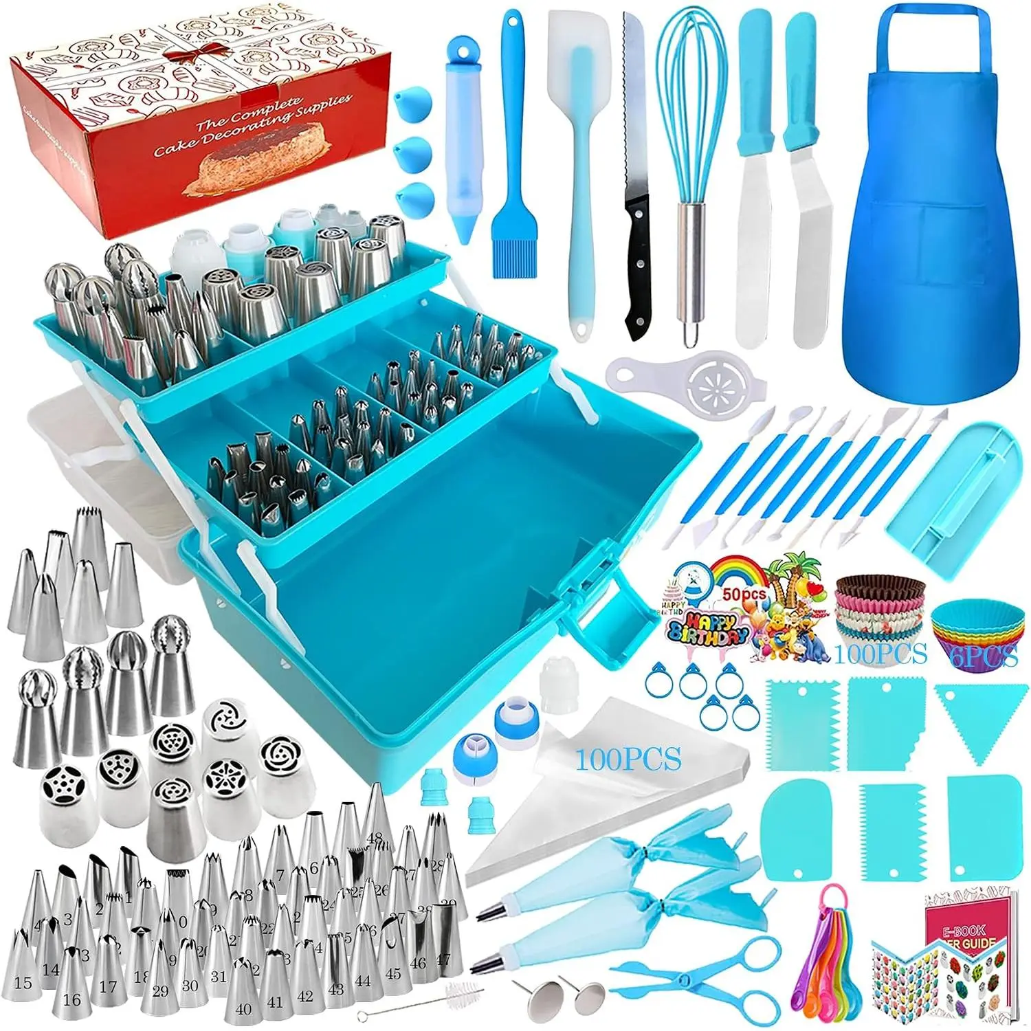 Cake Decorating Tools Supplies Kit - 368 count Baking Supplies with Storage Case for Beginners - Icing Piping Bags and Tips Set For Cookies, Cupcake & Cake Frosting Fondant Decorating