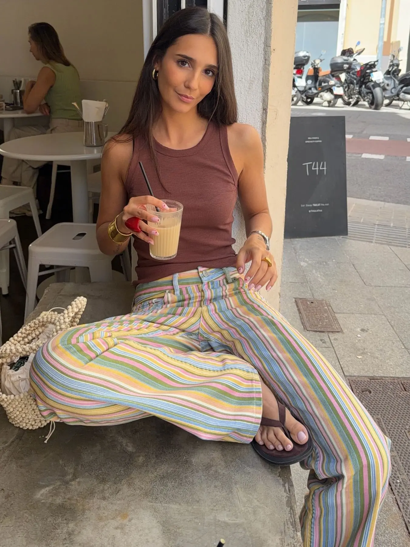 Women's Pants Rainbow Striped Low-Rise Wide Leg Jeans Pastel Multicolor Stripes Relaxed Wide-Leg Pants Button Summer Streetwear Clothing Festival Outfits Casual Daily Summer Pants Bottoms