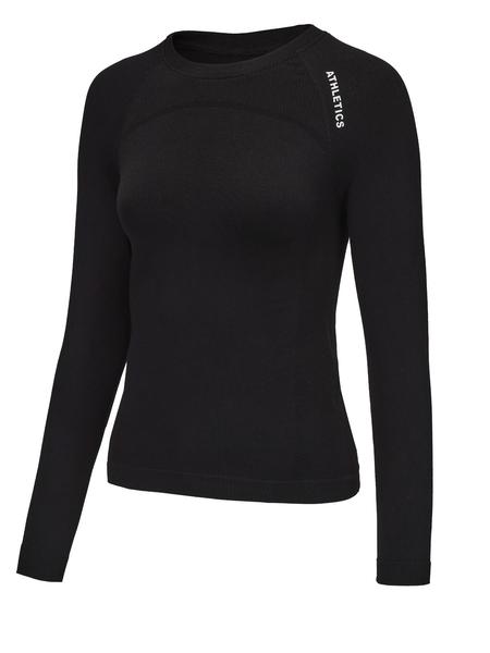 Women's Letter Print Baselayer Top, Long Sleeve Round Neck Compression Top for Yoga Gym Workout, Ladies Sportswear for Fall & Winter, Athletic Compression Shirt