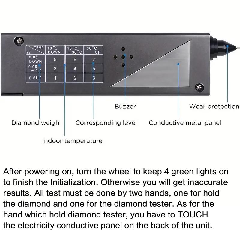 High Precision Diamond Detector Tester Pen, Multifunctional Thermal Conductivity Meter, Portable Diamond Selector for Novices and Experts