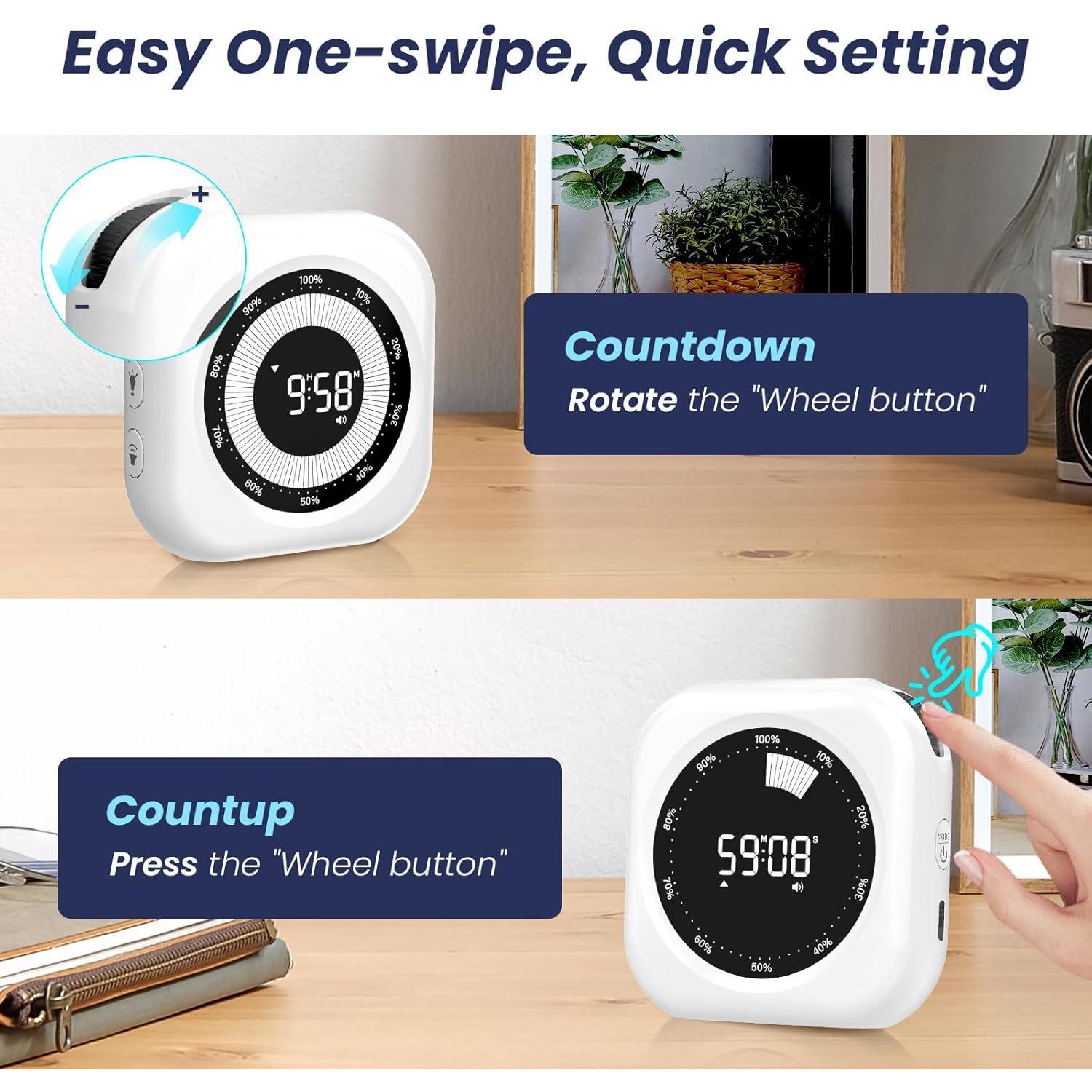 Visual Timer for , 10 Hours Countdown/Up, with Rechargeable, 3 Brightness Display, 3 Volume Levels and , Homeschool Study Tool, Large Digital Timers for Kitchen, Classroom