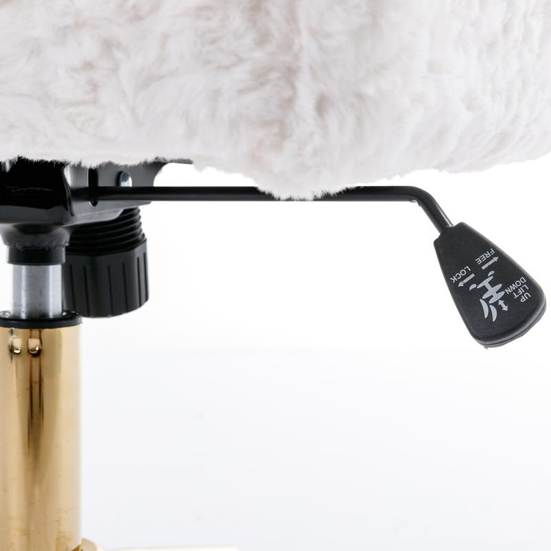 Furry Cute Office Chair, Modern Swivel Desk Chair with Wheels- Makeup Vanity Chairs with Back, Alpaca Fleece Upholstered Rolling Chairs for Vanity Makeup Room Girls Women, Beige