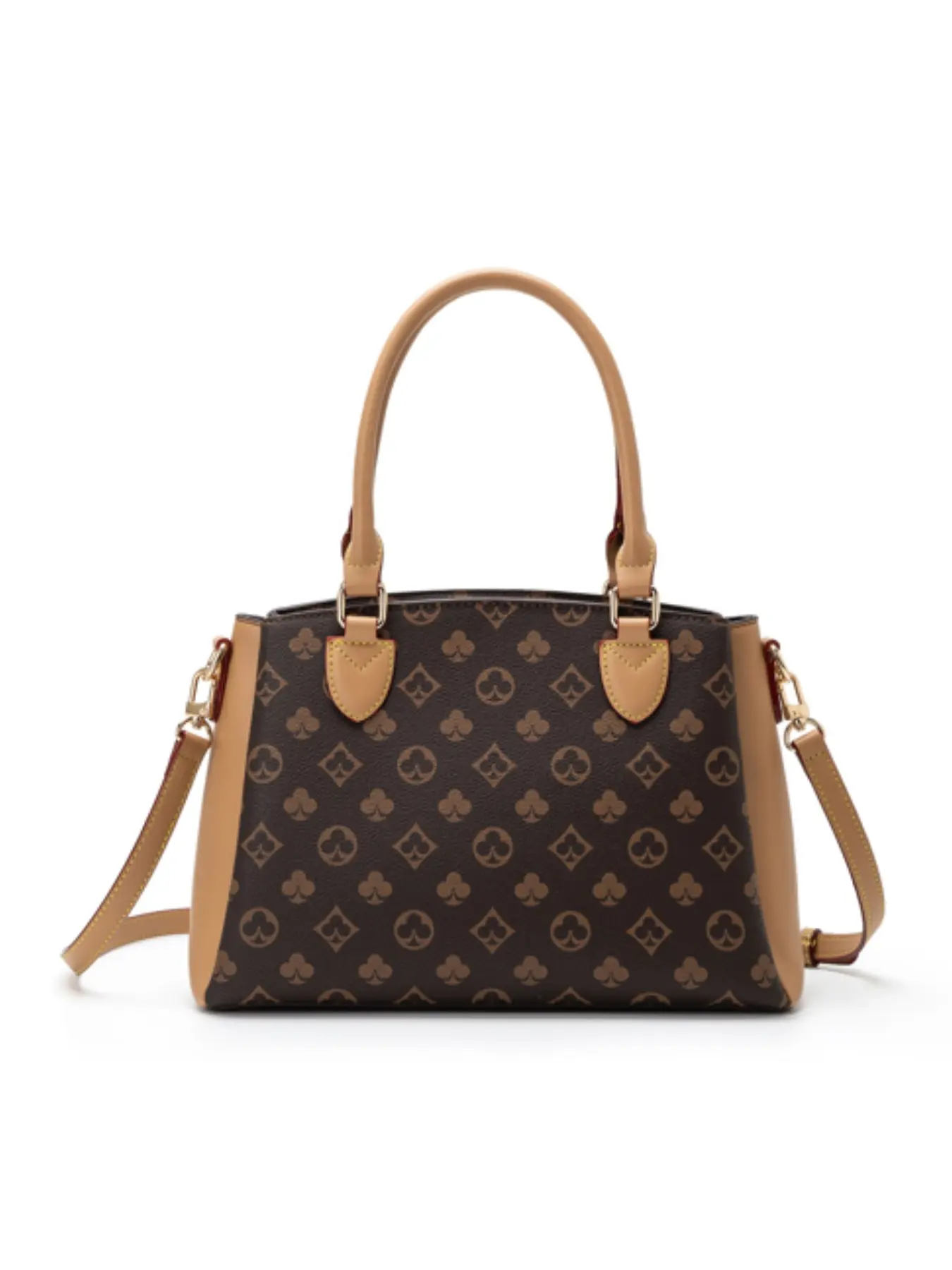 Vintage Monogram Satchel Handbag for Women, Classic Top Handle Tote Purse, Detachable Strap Casual Crossbody Shoulder Bag, Retro Print Bag for Work Daily Commuter Bag Shopping