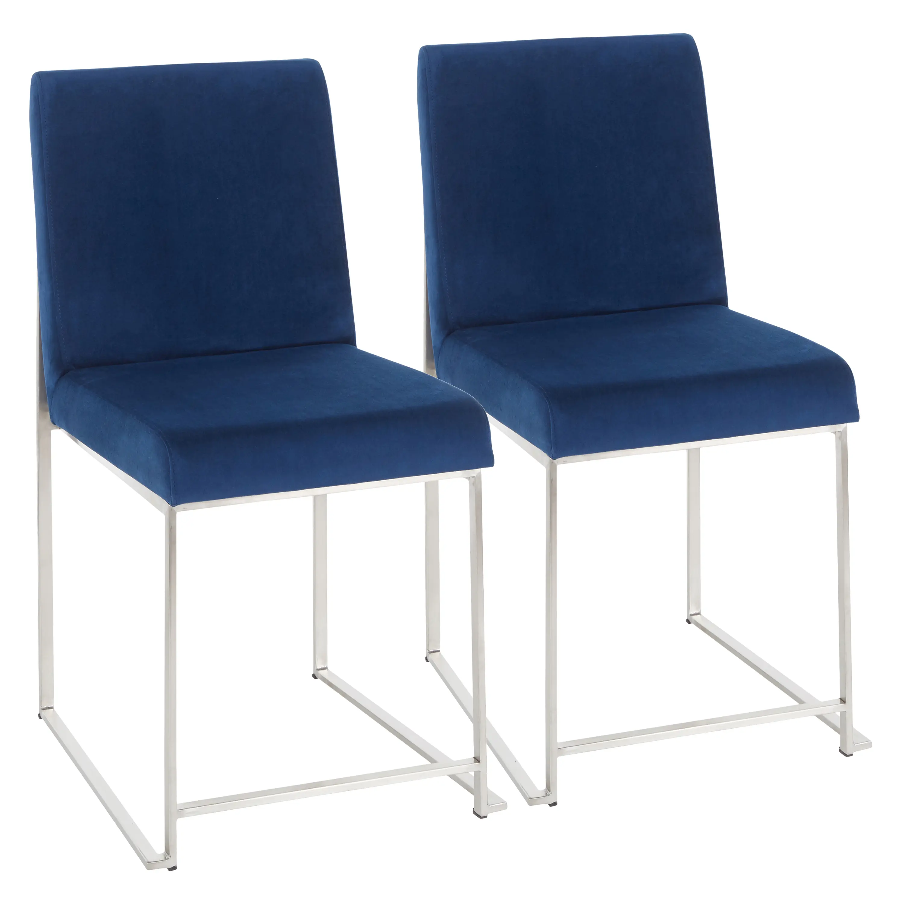 ARCH Modern High Back Dining Chairs Set of 2, Stainless Steel Frame Blue Velvet Upholstered Contemporary Kitchen Accent Chairs for Living Room Dining Room, Elegant Comfortable Seat with Sturdy Metal Legs, Dining Room Chairs for Kitchen