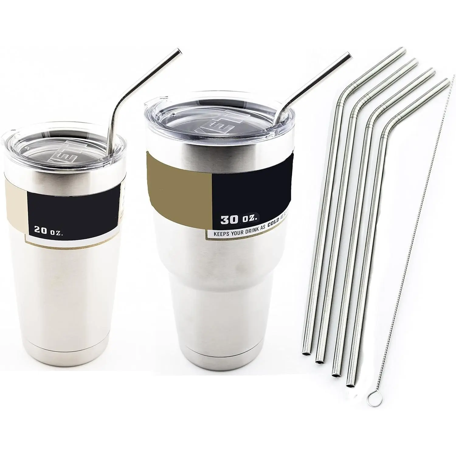 4 Bend Stainless Steel Straws Extra LONG fits 30 oz & 20 oz  Tumbler  Cups -  Brand Drinking Straw (4 Bend Straws)