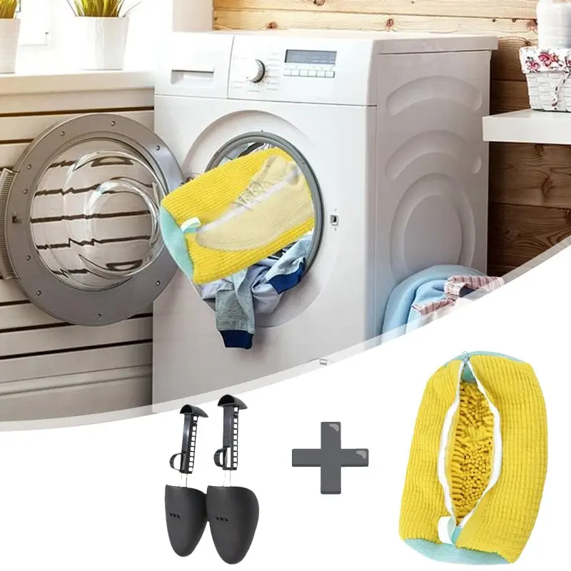 Reusable Shoe Washing Machine Bag with Brush and Support, 360° Deep Cleaning, Durable Sports Shoe Washer, Fits All Styles and Sizes