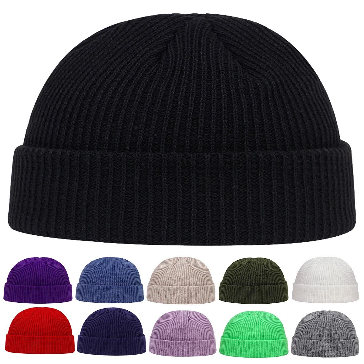 Autumn Winter Melon Cap Men Women Knitted Hat Beanie Skullcap Sailor Caps Cuff Short Brimless Retro Navy Style Hats Casquette