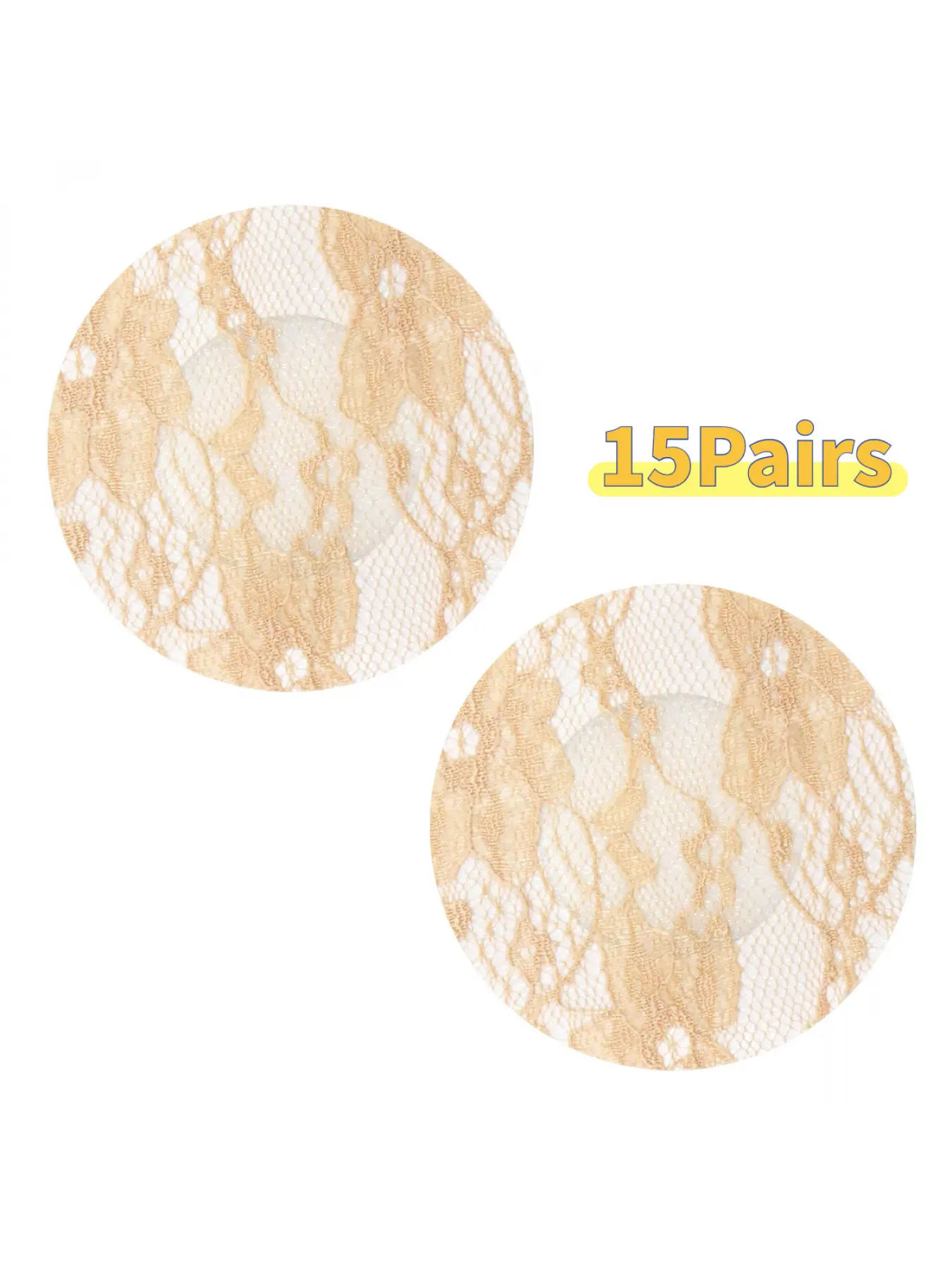 15 Pairs of Bridal Bra Pads, Breathable Anti-Slip Semi-Transparent Embroidered Lace Cover-Up Patches, Disposable. Ideal for bridal wear, formal attire events, strapless dresses, and backless outfit styling.