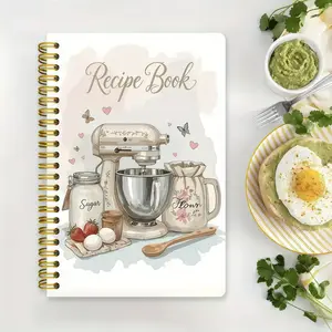 Twin-Wire Spiral Home Recipe Planner Notebook, Coil Bound Cooking Diary & Meal Organizer Journal, Practical Kitchen Stationery Gift for Home Chefs & Cooking Lovers