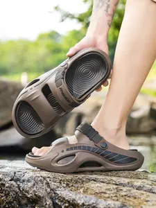 Men's Fashion Outdoor Sports Sandals, Comfortable Beach Slippers, Open-Toe Breathable Holey Shoes, Ideal for Summer Activities