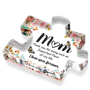 Gifts for Mom - Cute Engraved Acrylic Block Puzzles Piece - Adorable Mom Gift from Son, Daughter - Fun Christmas, Mothers Day, Birthday Gift Idea for Mom - Fancy Decoration Piece for Home