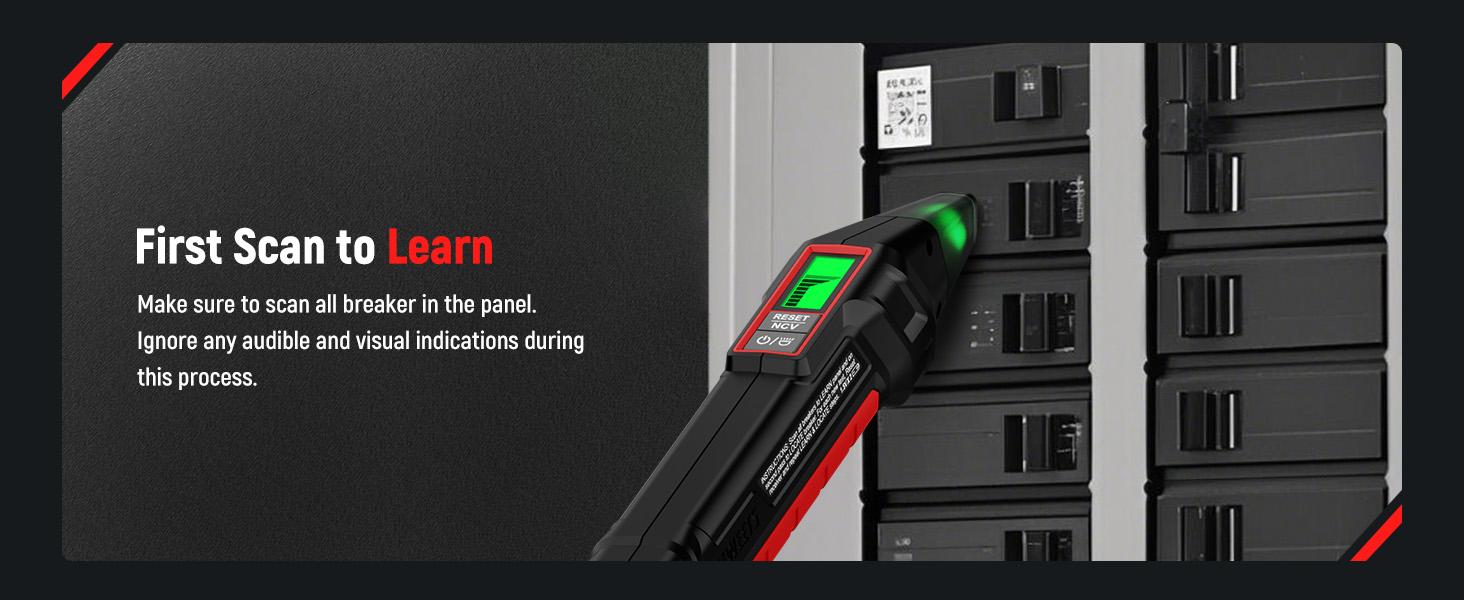 Circuit Breaker Finder with LCD Display, GFCI Outlet Tester, Electrical Circuit Tracer Tool with NCV Test & Flashlight, Includes Carrying Case and Adapters- KT301P