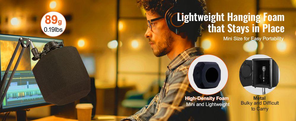 VEVOR Microphone Isolation Ball, High-Density Acoustic Foam, Windscreen Isolation Shield with Dual-Layered Pop Filter, for φ1.57 to 2.36 in Microphones Vocal Isolation Booth Noise Reflection Reduction VEVOR Microphone Isolation Ball, High-Density Acoustic Foam, Windscreen Isolation Shield with Dual-Layered Pop Filter, for φ1.57 to 2.36 in Microphones Vocal Isolation Booth Noise Reflection Reduction