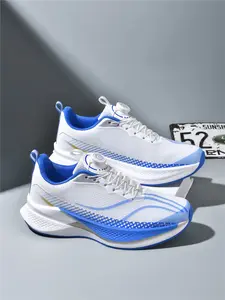 1 Pair Unisex Trendy Sports Running Shoes | Iridescent Minimalist Colorway | Cushioning & Rebound | Breathable Upper | Stable Support | Quick-Dry Mesh | Ideal for Speed Training, Fitness Tests, Campus Sports & Casual Jogging