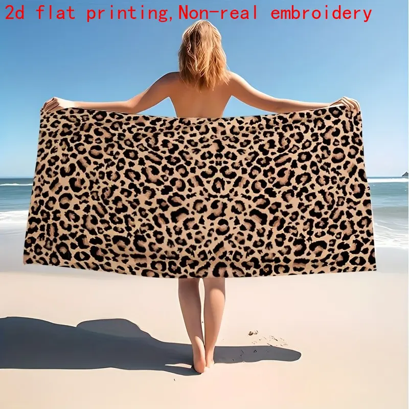 Glam Printed Classic Natural Leopard Cheetah Tan Pattern Women's Quick-Dry Microfiber Beach Towel - Sand-Free, Lightweight, Large Bath Towel for Summer Vacation, Pool Party Gifts