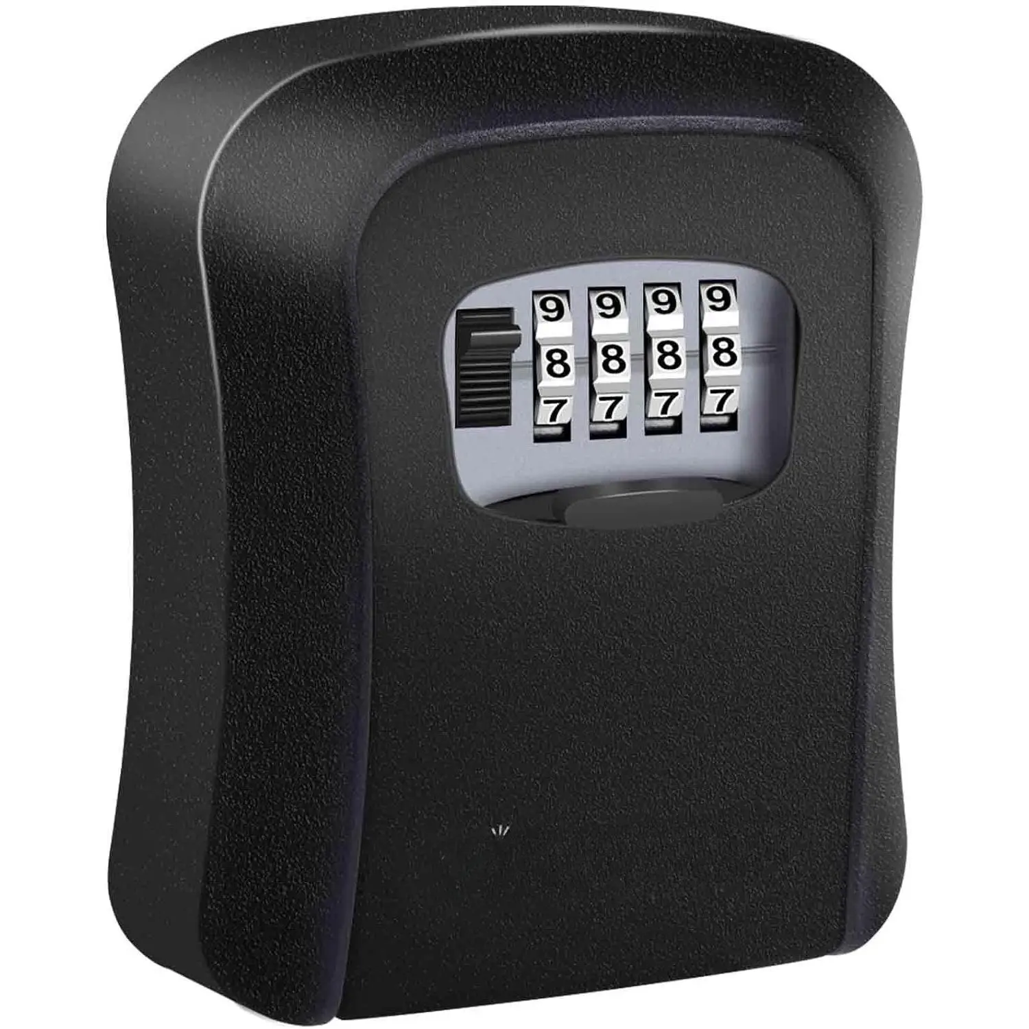 Key Lock Box Combination 4 Digits,  Alloy Lockbox, Metal  Wall Mount Outdoor Key Hider, Resettable  Password Box with Mounting Kit & Dust-proof Cover, Black