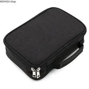 Double Zipper Canvas Carry Pouch, Portable Handheld Large Capacity Storage Case, Waterproof Travel Organizer Bag for Makeup Supplies and School Stationery