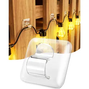 Hooks for Outdoor String Lights Clips: 25 Pack Square Clear Large Heavy Duty Light Hook Waterproof Adhesive Strips - Outside Hanging Rope Light Cable Cord Holders Organizerfidget toys