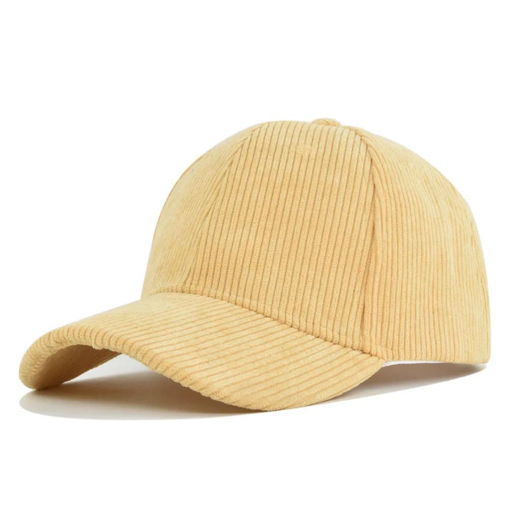 Solid color corduroy ins baseball cap Korean version versatile face enhancing small curved eave street duckbill cap