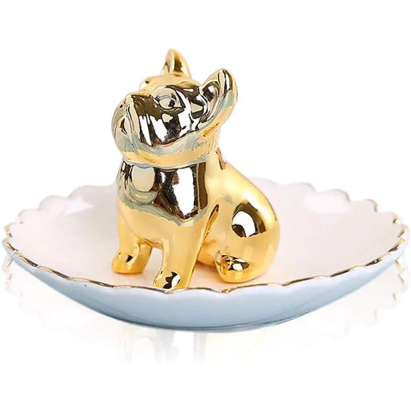 Ceramic  Tray Ring Holder Trinket Dish Necklace Earrings Rings  Organizer Display  Trinket Holder  Decoration -  Bulldog
