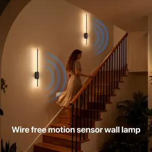 2 Pack Rechargeable Battery Operated Wall Sconces - Dimmable Wireless LED Wall Lights with Remote Control, Black Wall Lighting for Bedroom, Living Room, Hallway, Entryway