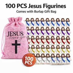 100 Mini Jesus Figurines, Creative 'jesus Loves You' Desk Decor, Religious Gifts for Easter, Christmas, Thanksgiving, New Year, Church Events